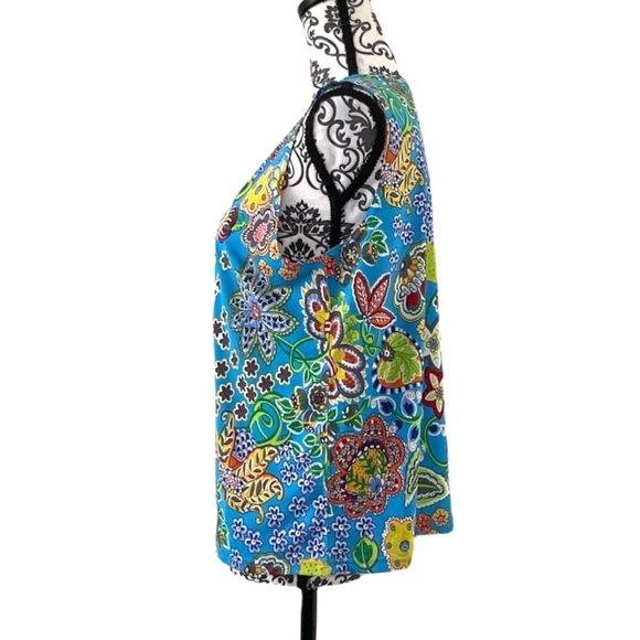 RAFAEL SLEEVELESS BRIGHT & COLORFUL FLORAL BLOUSE WOMENS SIZE LARGE - Picture 3 of 8